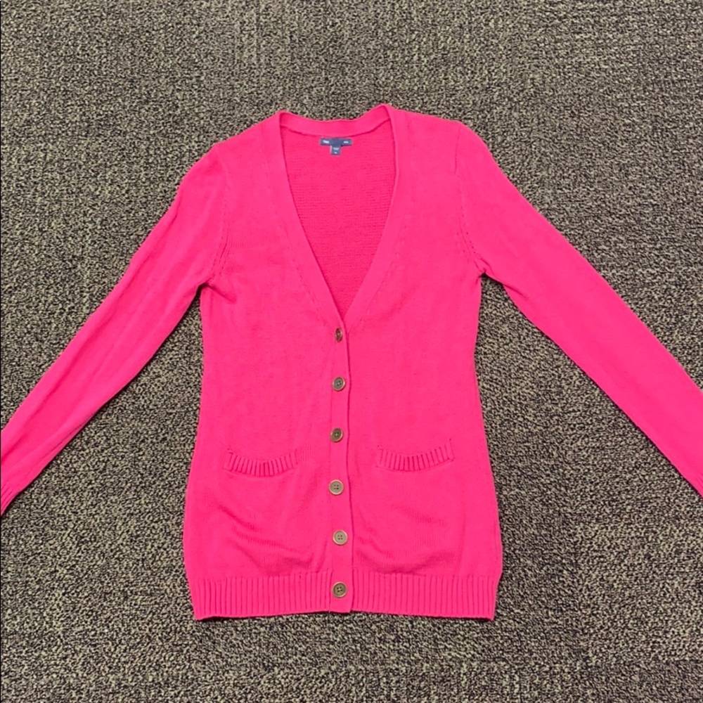 Hot Pink Button-Up Cardigan